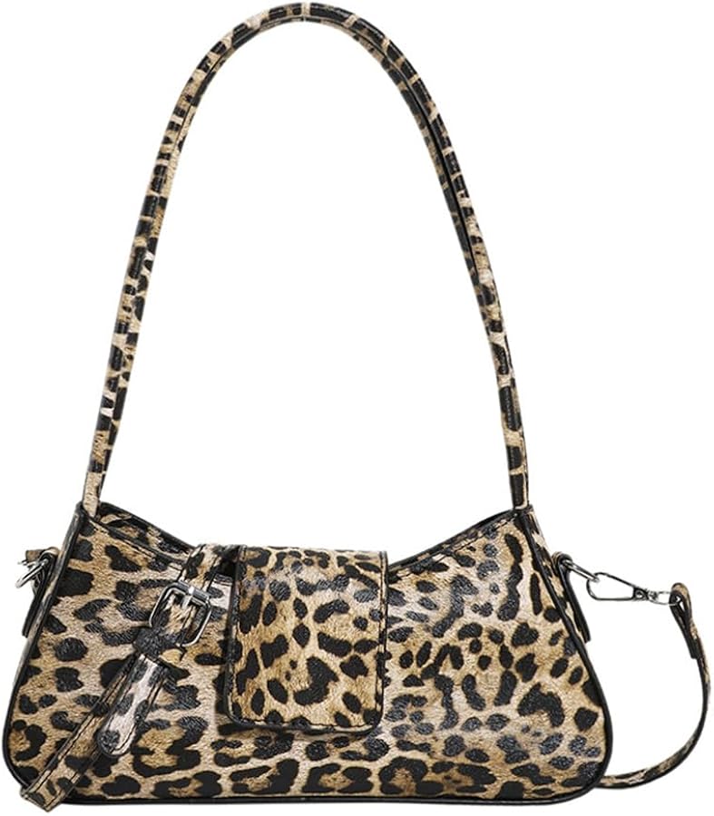 Leopard Print Purses and Handbags Cheetah Print Hobo Shoulder Bag Y2k Leopard Crescent Tote Bag Cheetah Clutch Purse (Khaki)