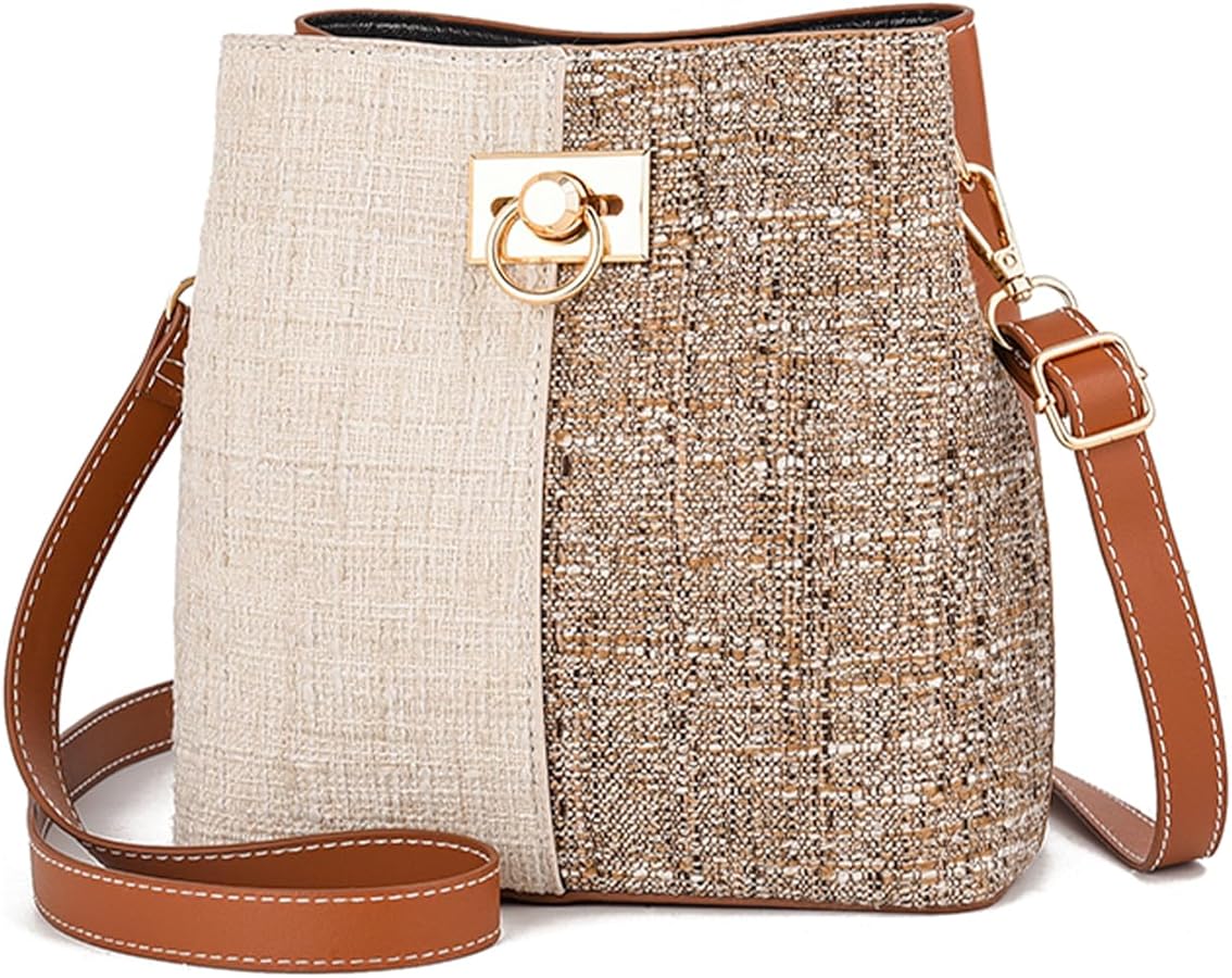 PINCNEL Cross Body Bag Purses for Women - PU Leather Crossbody Bucket Bag with Adjustable Shoulder Strap, Multiple Pocket