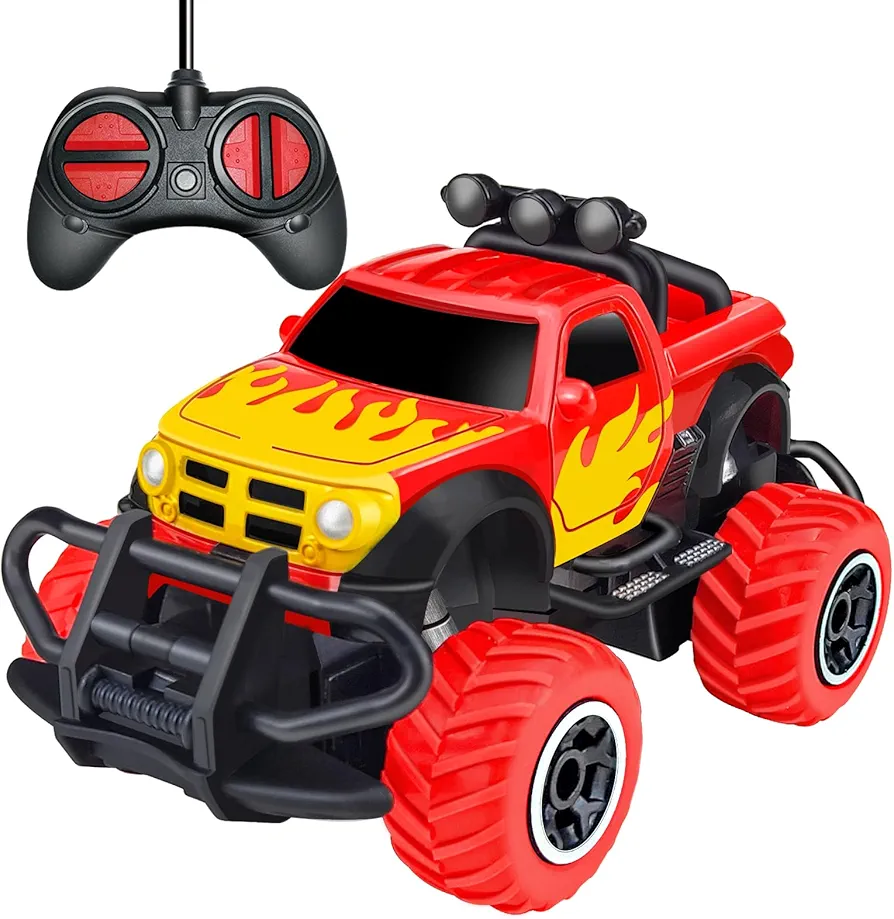 Hymaz Remote Control Car for Boys 4-7, 1:43 Scale Mini RC Car Toys for Toddlers Boys Girls 2 3 4 5 6 7 Year Old Birthday Xmas Gifts- Red Flames Truck
