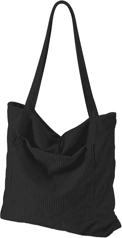Corduroy Tote Bag for Women Large Hobo Bags Tote Bag with Zipper Casual Shoulder Handbags Work Shopping Bag
