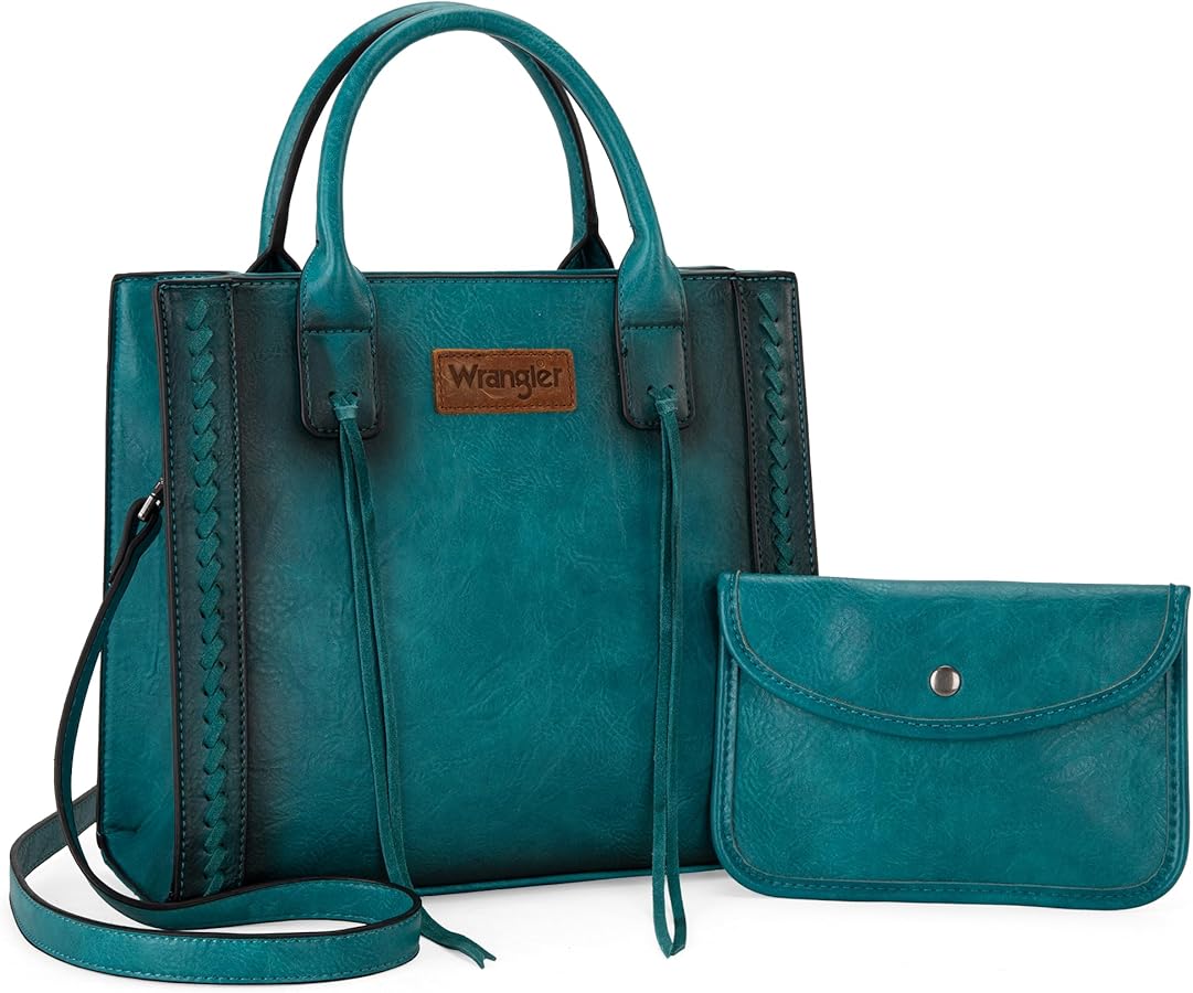Wrangler Tote Bag for Women Western Cowhide Purse and Wallet Set
