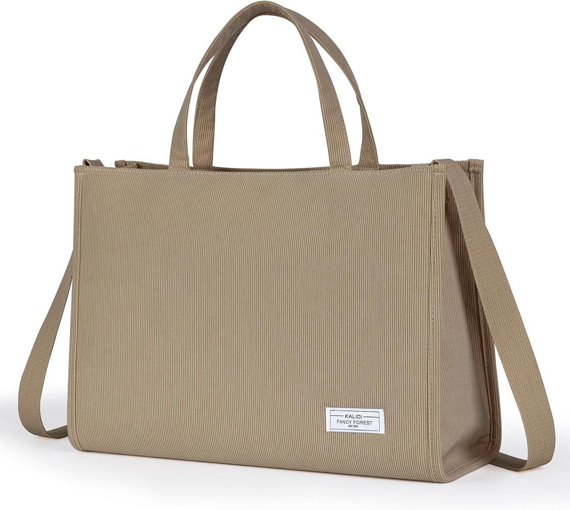 KALIDI Tote Bag for Women Corduroy Tote Bag with Zipper Casual Shoulder Bag Fashion Crossbody Hobo Handbag Purse