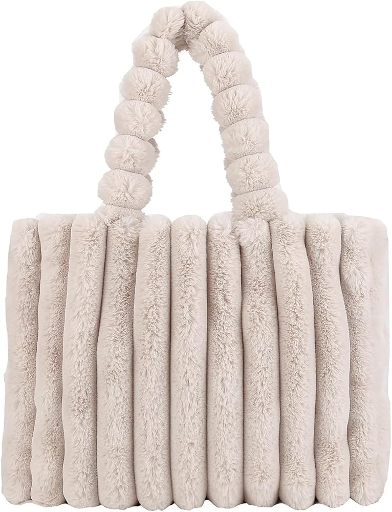 Furry Purse, Fluffy Tote Bag for Women Winter Faux Fur Bag Fuzzy Purse and Handbags