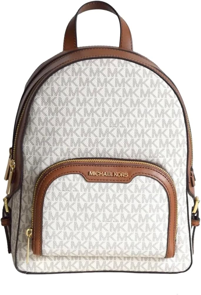 Michael Kors Abbey Jaycee Medium Backpack Vanilla Multi MK Signature