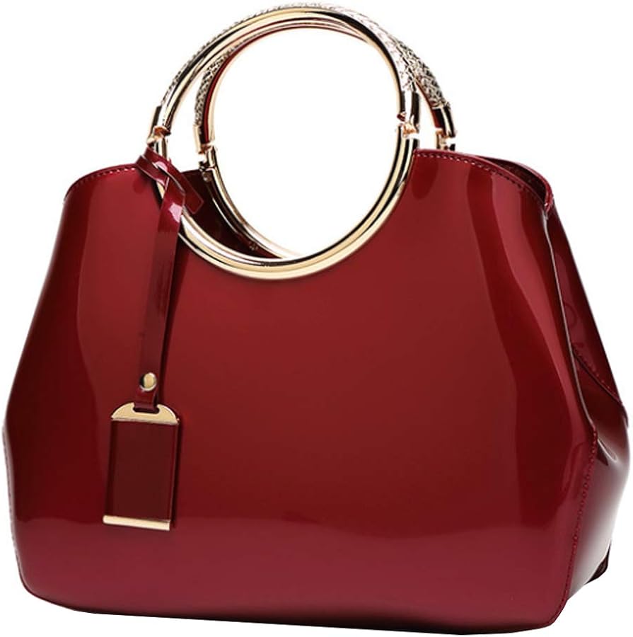 Women Elegant Handbag and Purse Top Handle Bag Patent Leather Tote Satchel Shoulder Clutch Crossbody Bag