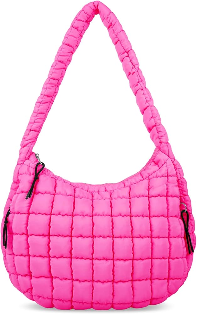 Quilted Puffer Tote Bag for Women Large Quilted Crossbody Bag Lightweight Nylon Puffy Quilted Carryall Hobo Puff Shoulder Bag