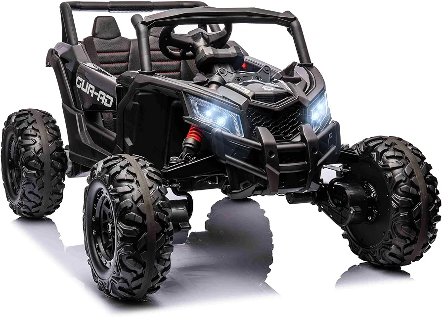 2 Seater Ride on Car Kids UTV 12V Battery Powered Vehicle Electric Car with Remote Control 3 Speeds Music LED Light,Toddler Cars Christmas Birthday Gifts for 37-96 Months Boys Girls (black)