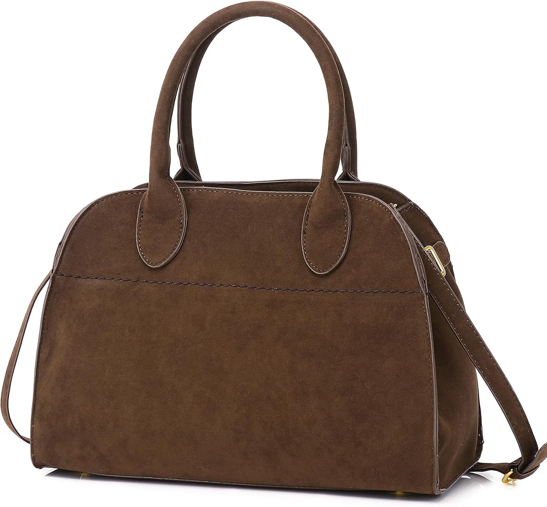 Retro Top-handle Tote Bag for Women - Vegan Suede Shoulder Bag for Work or Travel