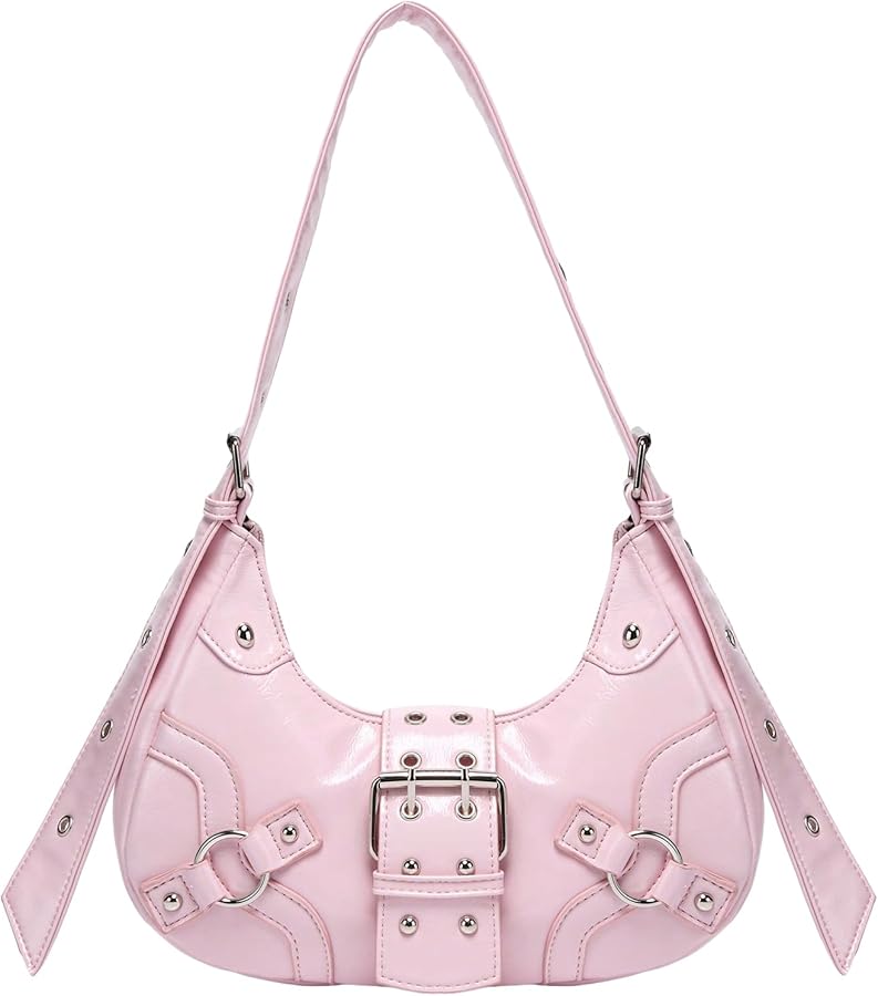 Verdusa Women's Studded PU Leather Clutch Shoulder Tote Handbag Adjustable Strap Boho Bags