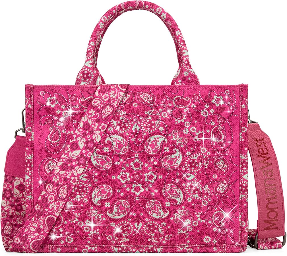 Montana West Sparkly Tote Bag Paisley Top Handle Satchel Handbags