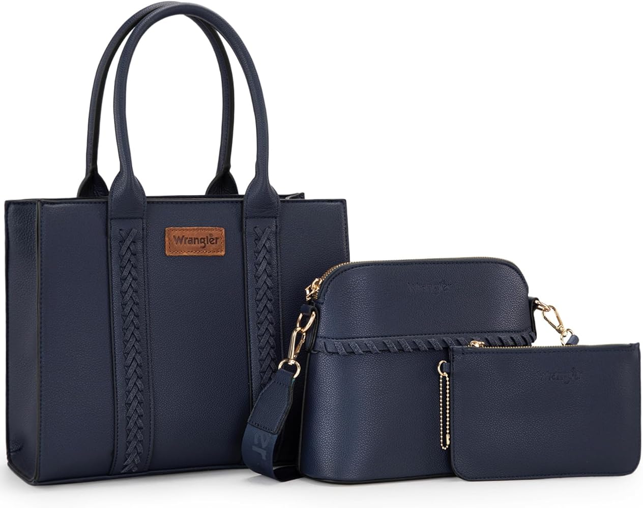 Wrangler Designer Tote Bag for Women Medium Crossbody Purse Cute Wallet 3Pcs Handbags Set Gift