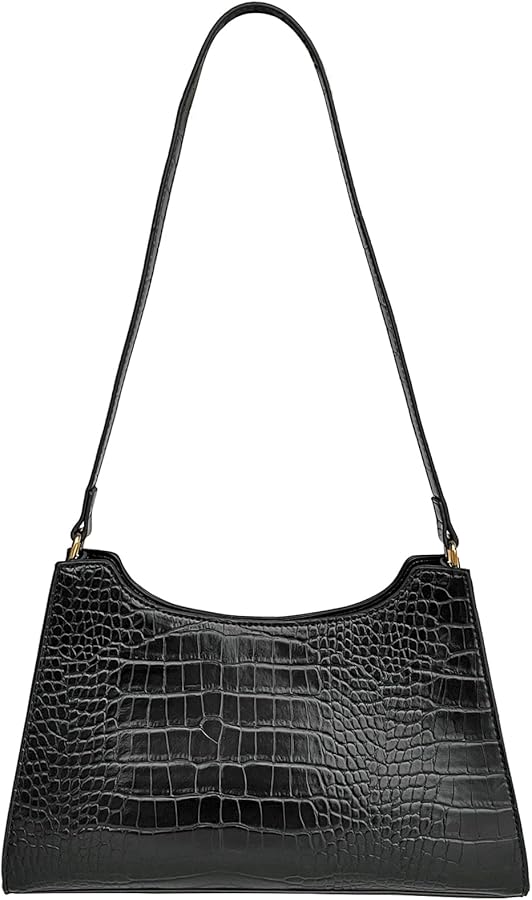 AMHDV Retro Shoulder Bag Top Handle Handbag with Crocodile Pattern Classic Tote Purse for Women