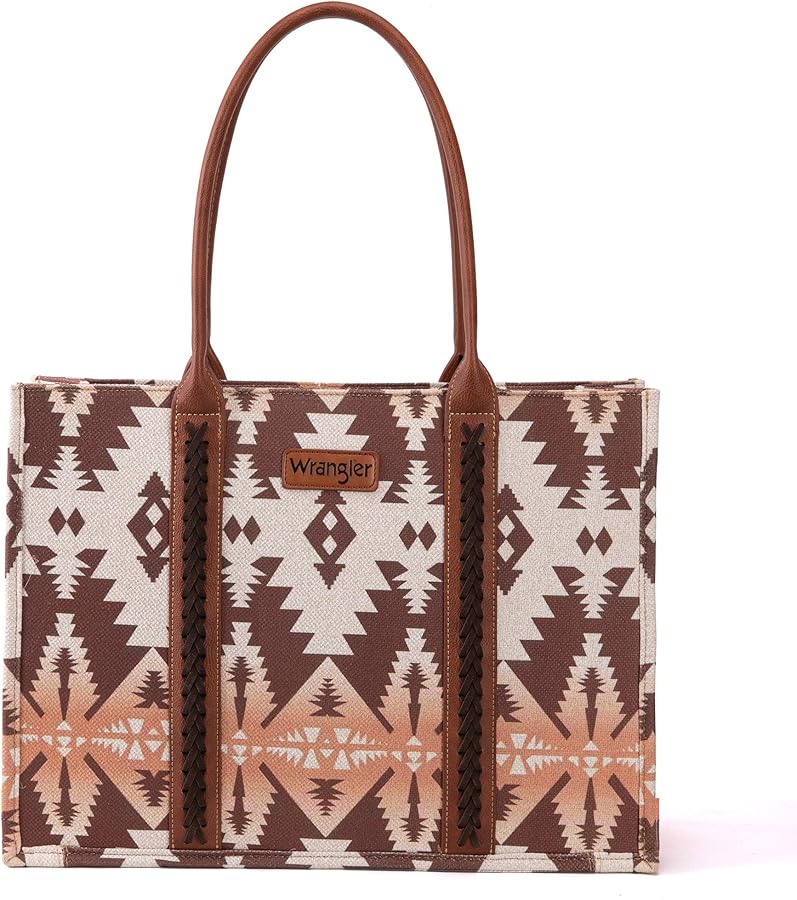 Wrangler Tote Bag for Women Aztec Top Handle Satchel Purse Boho Shoulder Handbags with Zipper Western Hobo christmas gift fall collection XY7 WG2203-8119LCF