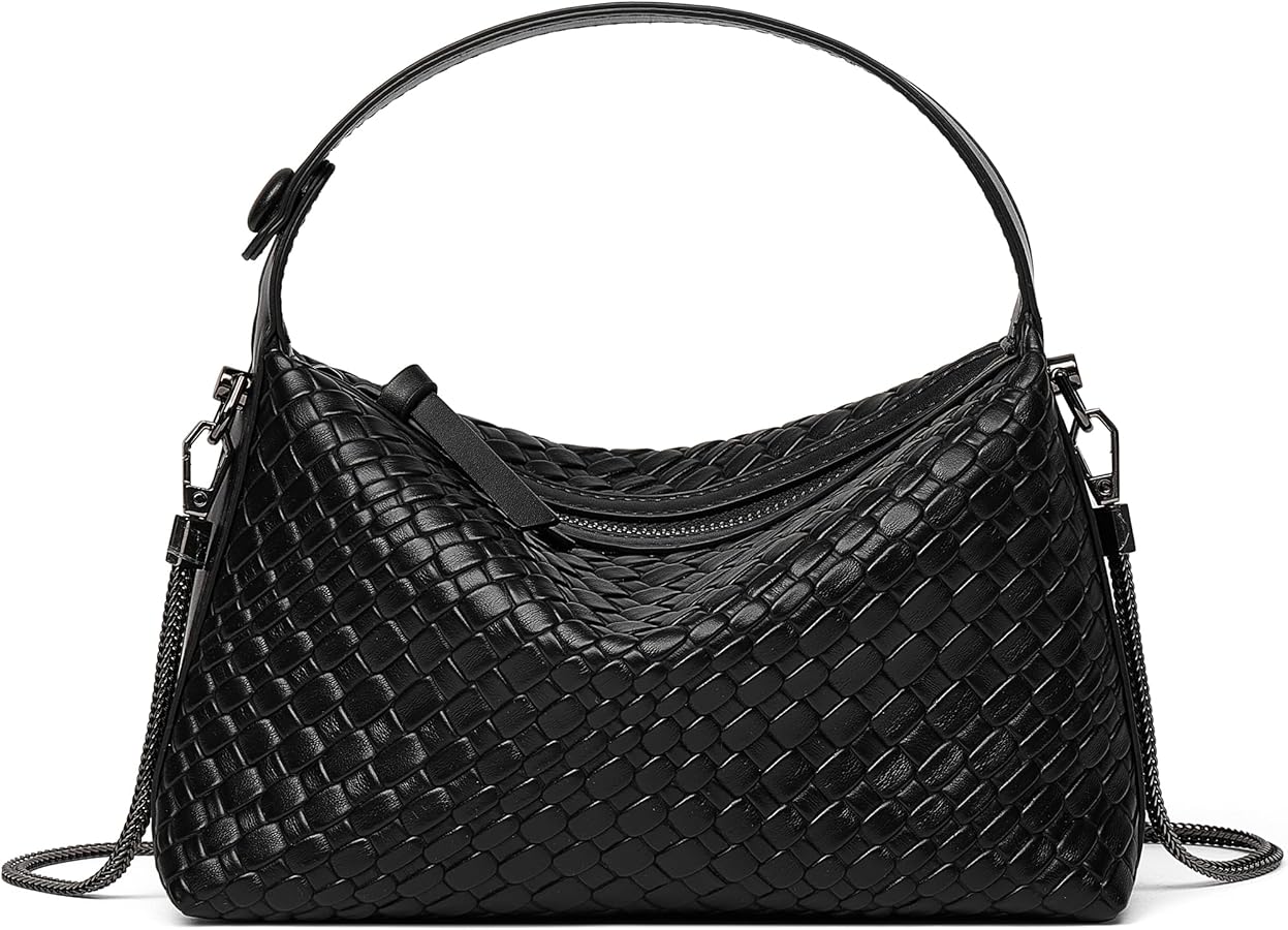 DORIS&JACKY Small Hand Tote Handbag For Women Designer Vegan Top Handle Crossbody Purse With Metal Chain Strap