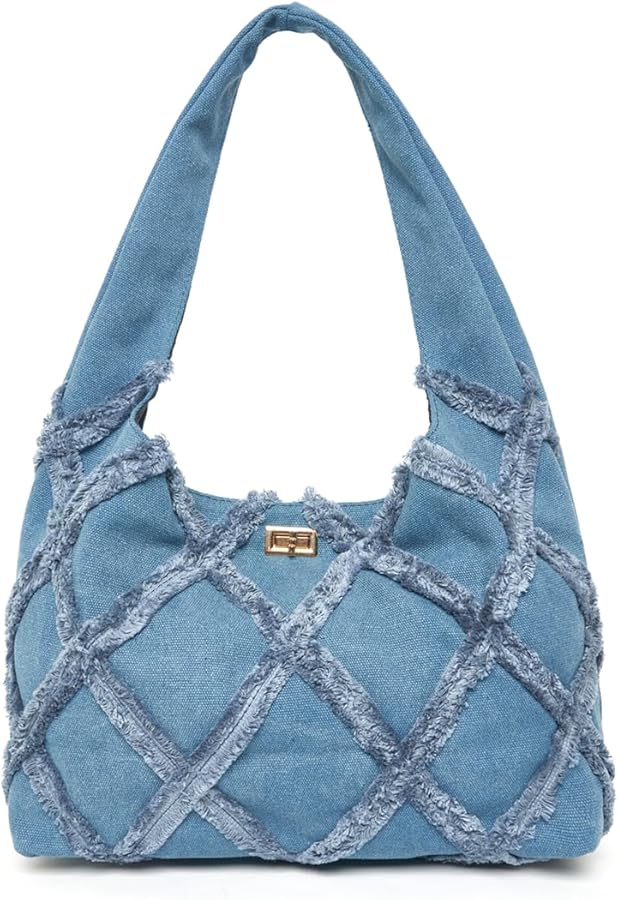 Purse for Women Patchwork Shoulder Bags, Mini Purse Crossbody Bag Denim Top Handle Clutch Handbag