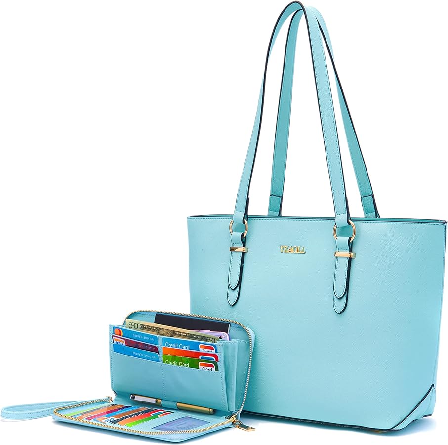 YZAOLL Purses for Women Faux Leather Medium Large Tote Satchel Shoulder Purse Handbag Wallet set