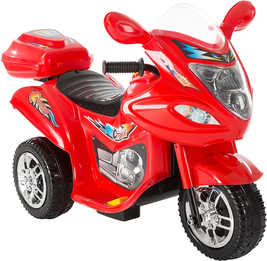 Kids Motorcycle - 3-Wheel Electric Ride-On Car with Reverse, Sounds, and Headlights - 6V Battery Motorbike for Toddlers Ages 3 to 4 by Lil' Rider (Red)