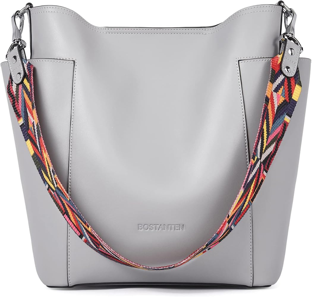 BOSTANTEN Women Leather Bucket Handbag Leather Purses Hobo Bags Large