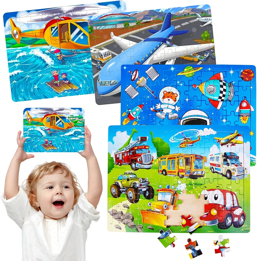 Wooden Puzzles for Kids Ages 3-5, 4 Packs 60 Pieces Puzzles for Kids Ages 4-6,Wood Puzzles for Toddlers 2-4, Wood Puzzles for 3 4 5 6 7 8 Year Old Boys Girls.