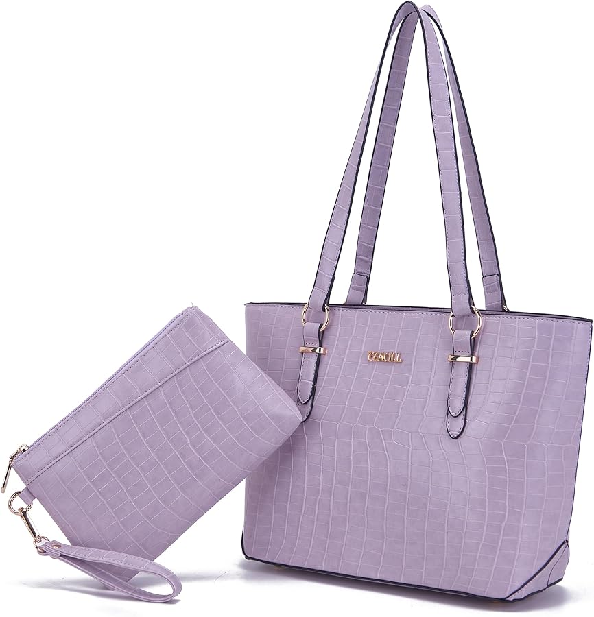 YZAOLL Purses for Women Faux Leather Medium Large Tote Satchel Shoulder Purse Handbag Wallet set