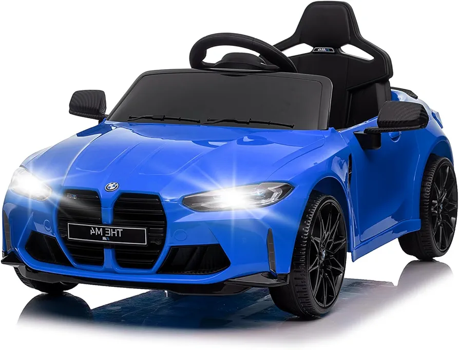 12v Kids Ride on Toy Car Authorized by BMW M4, Kids Electric Car W/Parents Remote Control, Three Speed Adjustable, USB, MP3, Bluetooth, Led Light, Ride On Car for Boy & Girl Ages 3-8, Blue