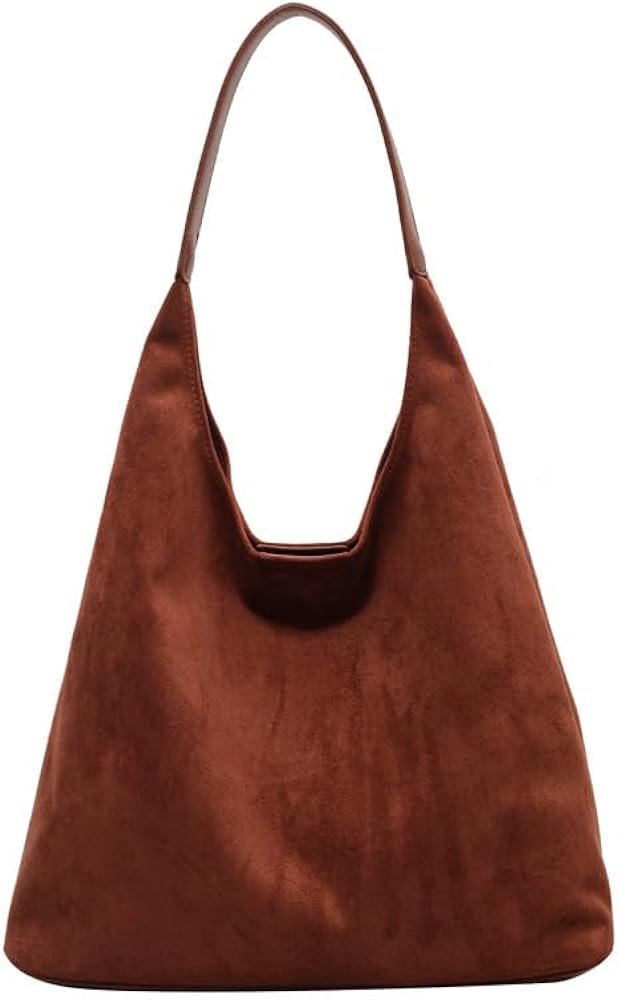 Suede Hobo Bag for Women Slouchy Purse Fashionable Office Tote Handbag