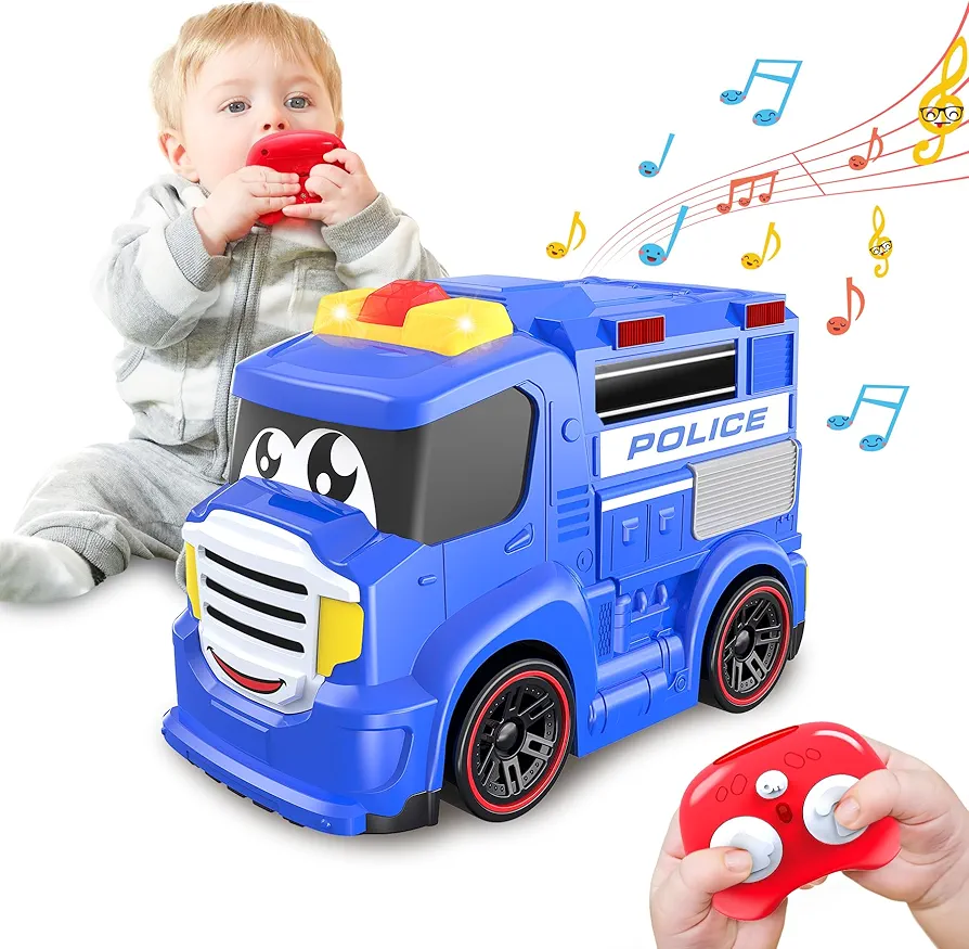 Remote Control Car for Toddlers Ideal Toddler Toys 2-3 First Police RC Car with Sirens & Lights Perfect for 2-4 Year Old Boys Toys for 2 3 4 5 year old boys, Birthday Gift for 4-7 Year Old Boys