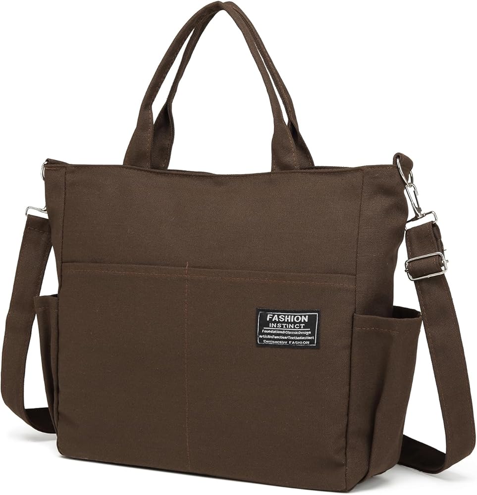 Afashor Women's Canvas Tote Bag Fashion Crossbody Handbag Large Capacity Travel Satchel