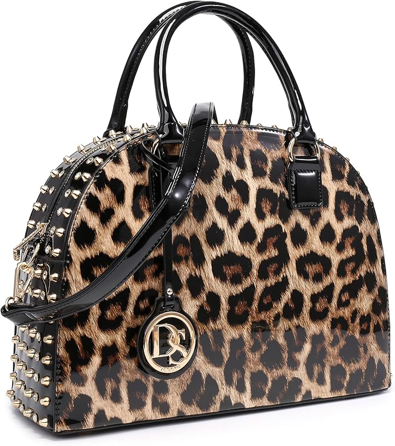 Dasein Women Patent Leather Purses Handbags Dome Satchel Purse Work Tote Structured Shoulder Bag with Long Strap