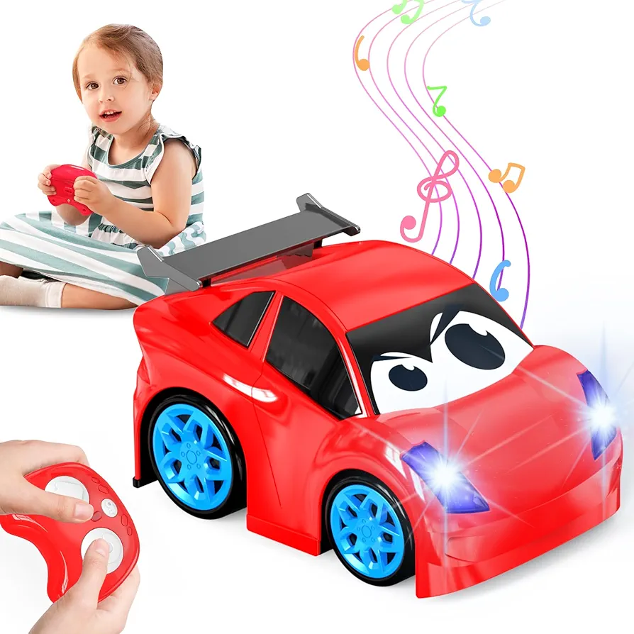 Remote Control Car for Toddlers with LED&Music Toddler Toys for Kids Age 2 3 4 5 Years Old Boys Girls Best Toy Cars Gifts for Toddlers Boys Girls 2-3 3-5 Years Old for Christmas
