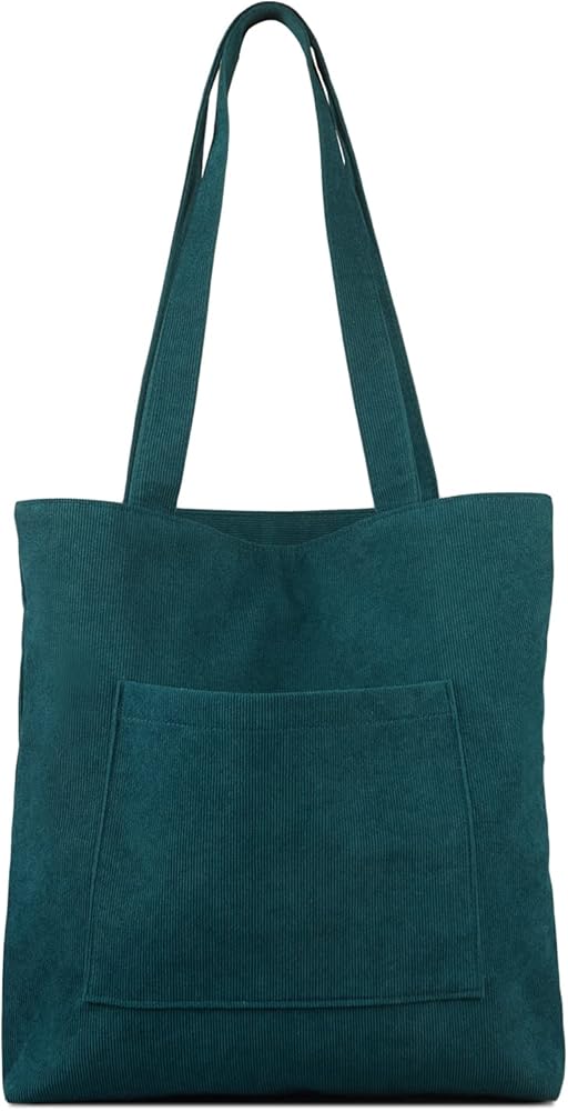 Kememo Corduroy Tote Bag with Zip, Shoulder Bag Women's Hobos Handbags Large Capacity Shopping Bag with Inner Pocket