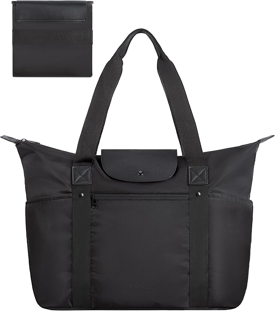 BAGSMART Tote Bag for Women, Foldable Tote Bag with Compartments, Tote Bag with Zipper Work Tote Handbag for Travel