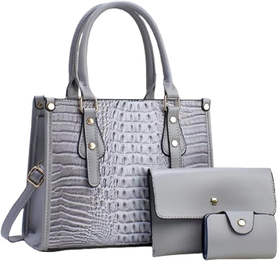Ladies Satchel Purse Wallet Top Handle Tote Handbags Hobo Shoulder Bags Set 3pcs for women
