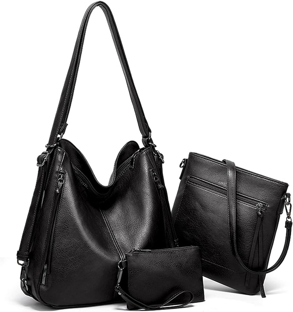 Tote Handbags for Women Convertible Backpack Purses PU Leather Hobo Bags Crossbody Shoulder Bag Satchel Purse Set 3pcs