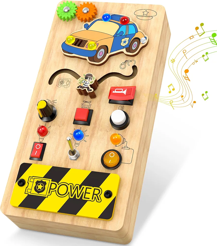Montessori Sensory Toys for Toddler-Baby Wooden Busy Board-Preschool Educational Learning Activities Toys-Gift for Boys Girls Ages 1 2 3 4+ Year Old