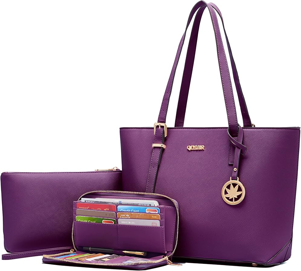 Qiyuer Women Purses Handbags Wallet Sets Shoulder Bags Top Handle Satchel Tote Purse Work Bag Set With Matching Wallet 3pcs