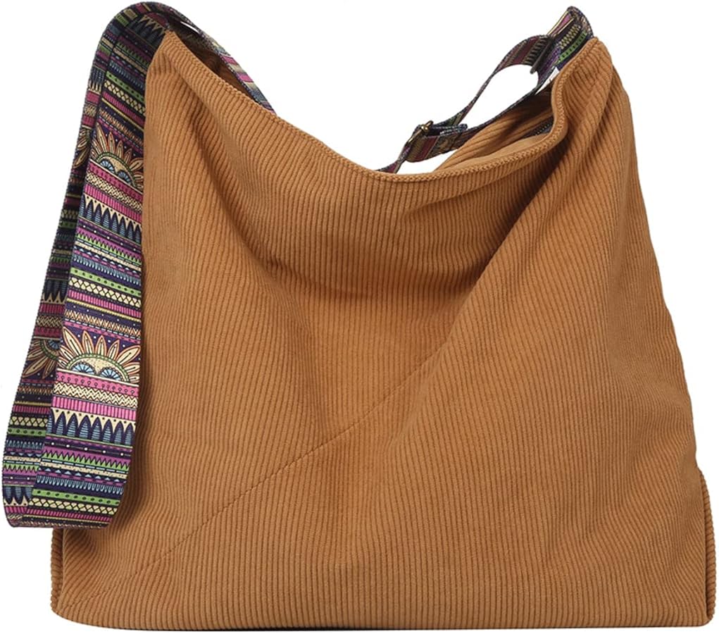 Women Corduroy Tote Bag Large Shoulder Hobo Bag for Women Boho Casual Handbag Purse