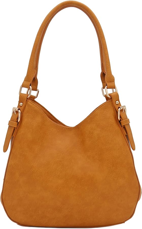Lightweight 3 Compartment Faux Leather Medium Hobo Bag