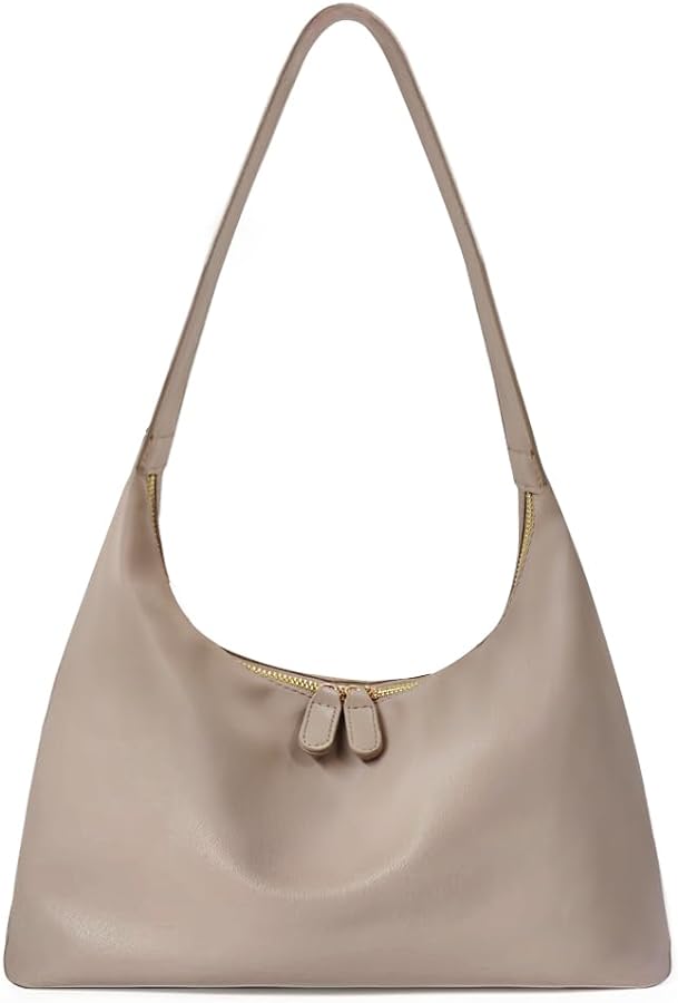 Leather Hobo Bags for Women Small Soft Shoulder Purse Slouchy Tote Handbag with Double Zipper Design 2024
