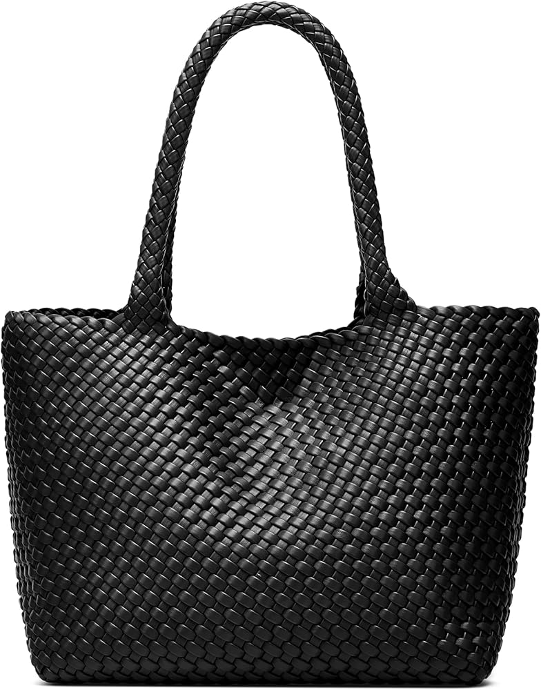 Woven Bags for Women Tote Purse: Vegan Leather Shoulder Handbags - Large Beach Tote - Travel Totes Handwoven Satchel