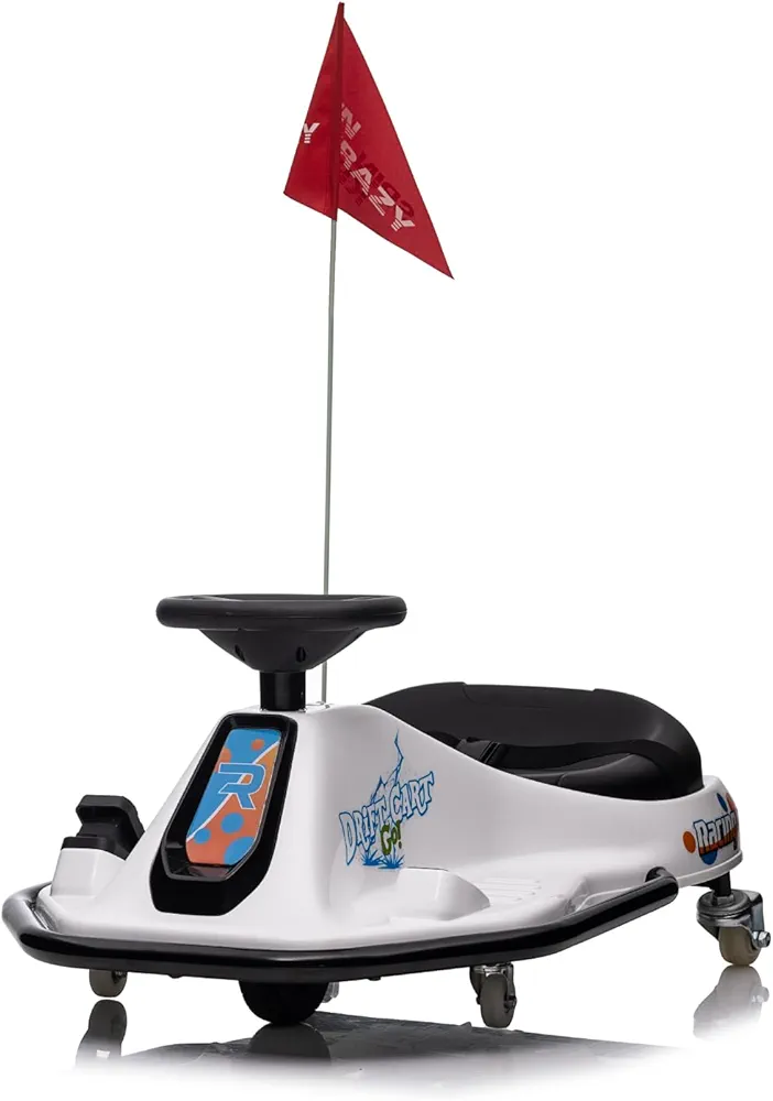 24V Ride on Toy for Kids, Battery Powered Electric Go Kart for kids, Ride on Drift Car for Kids with LED Lights, MP3, Brushless Motor, Ride On Car for Big Kids Boys Girls Ages 3+, White