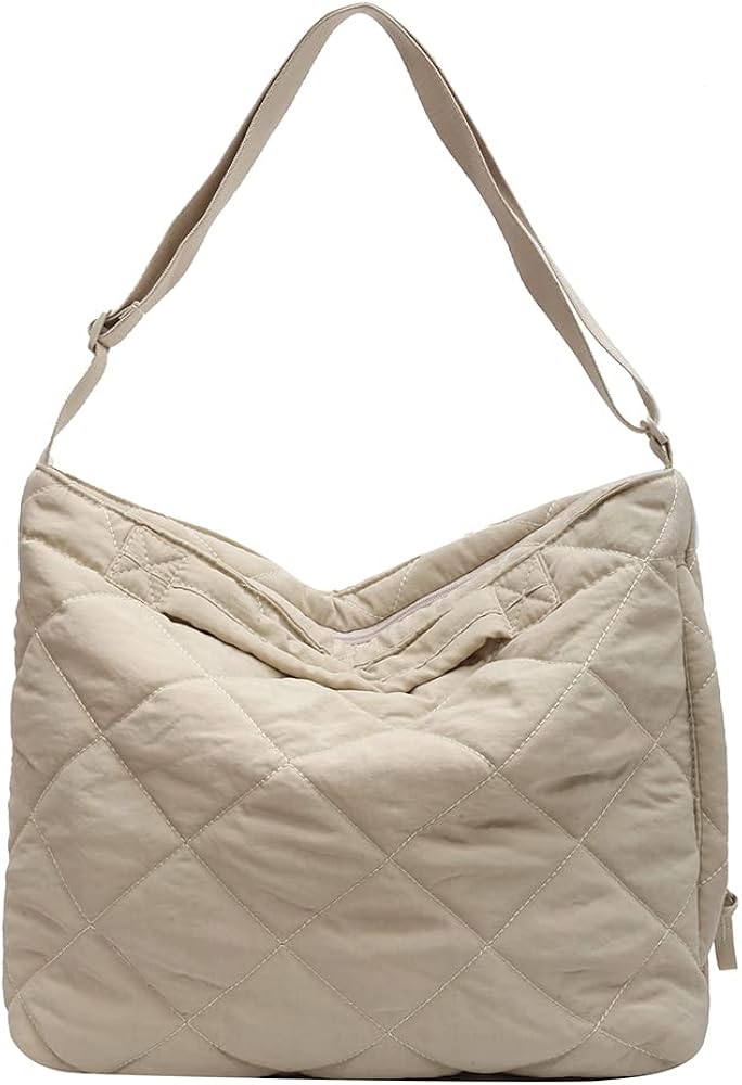 Juoxeepy Quilted Tote Bag for Women Puffer Hobo Handbag Lightweight Quilted Padding Shoulder Bag Nylon Padded Crossbody Bag