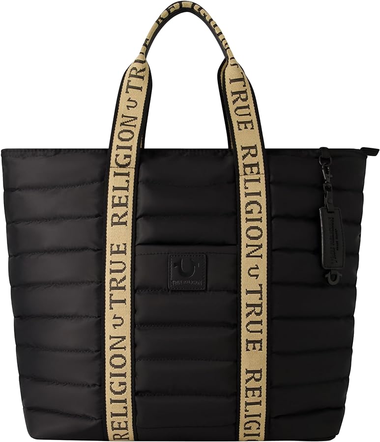True Religion Women's Tote Bag, Quilted Nylon Travel Purse Handbag