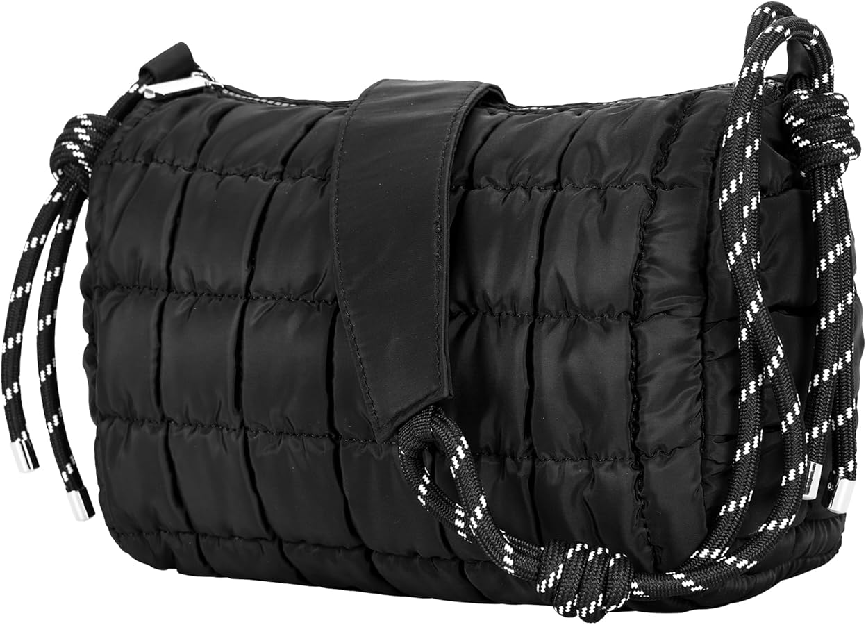 Cottoncode Quilted Tote Bag, Crossbody Puffer Bags for Women Nylon Shoulder Bag Padding Handbag Purse
