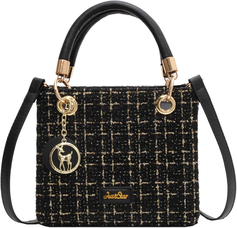 Purses and Handbag for Womens Fashion PU Leather Top Handle Woolen Chain Satchel Shoulder Bag Totes Tweed Crossbody Bags