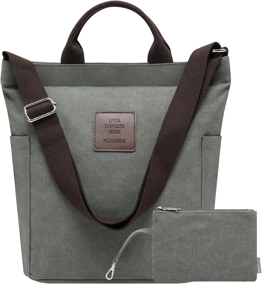 Worldlyda Women Canvas Tote Purse Large Shoulder Bag Casual Crossbody Hobo Top Handle Handbags
