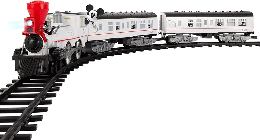 Lionel Disney100 Celebration Ready-to-Play Battery Powered Model Train Set with Remote, White, Black, Red, Large