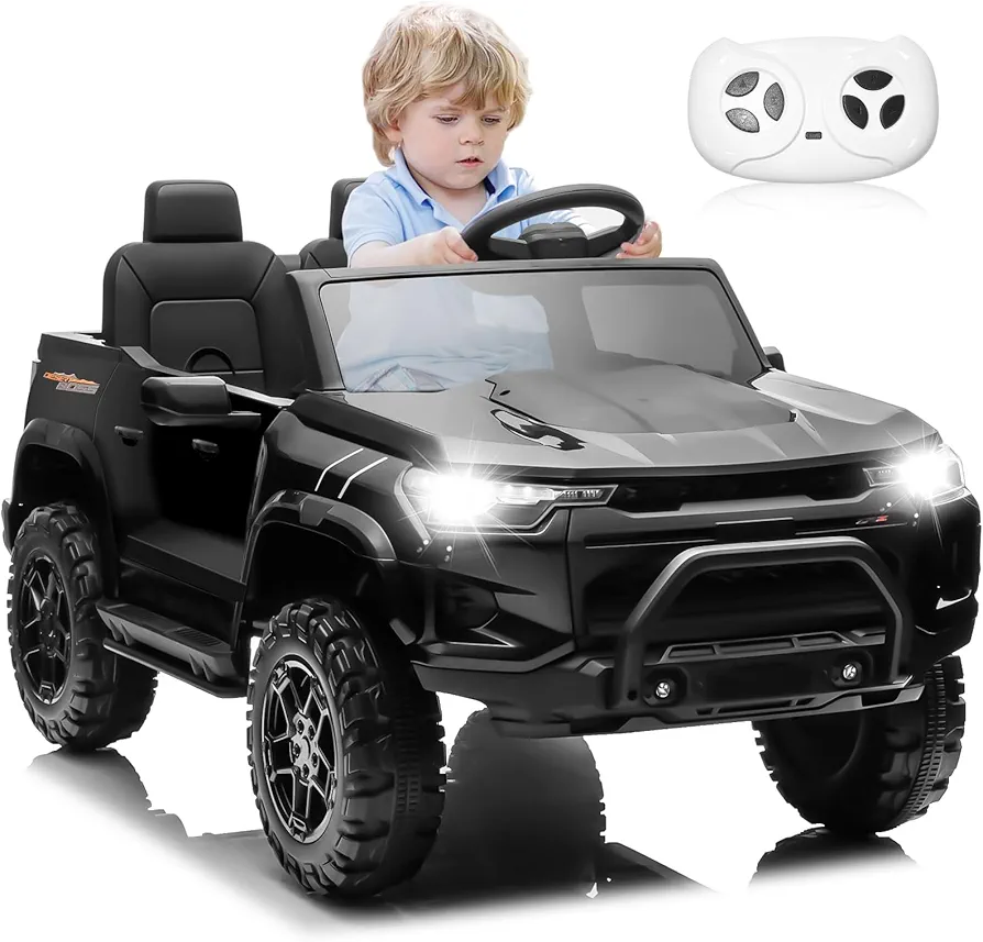 24V 2 Seater Ride On Truck for Kids, JOYRACER 7A Battery Powered Vehicle w/400 W Engine, Parent Remote, 5 Mph Max Speed, Soft Start, Toy Storage, Bluetooth, USB & MP3, Electric Car for Boy girl, Black