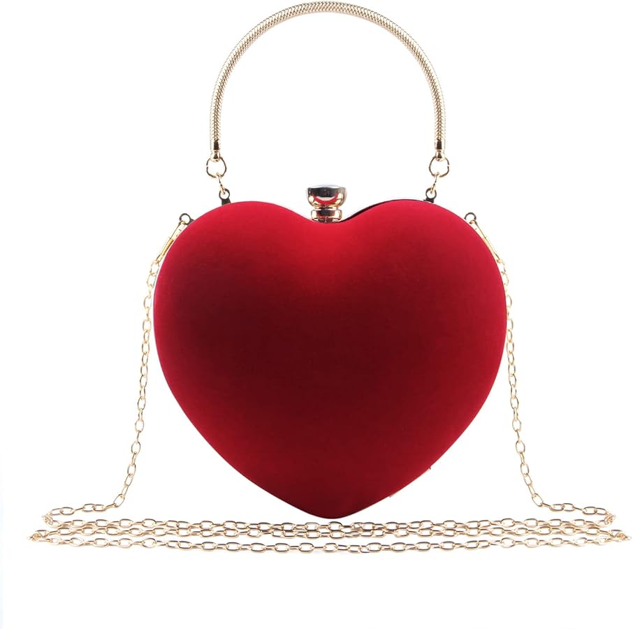 Women Heart Purse Wedding Party Evening Bag Cute Heart Shaped Clutch Small Cocktail Prom Tote Handbag