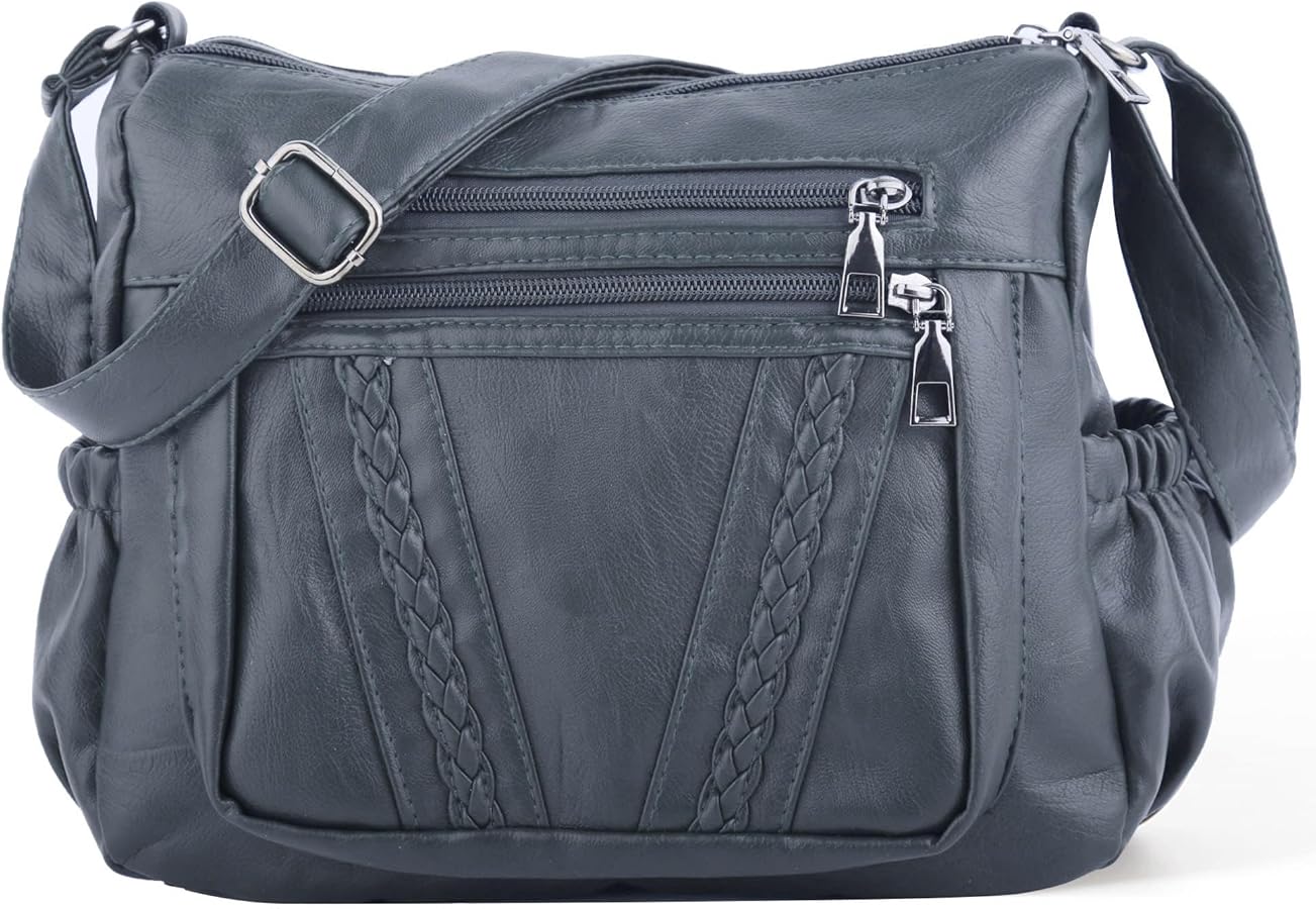 ELDA Crossbody Bags For Women Pocketbooks Soft PU Leather Purses and Handbags Multi Pocket Shoulder Bag